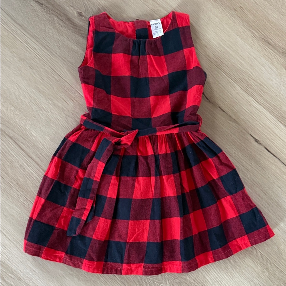 Carter's Red and Black Checkered Plaid Dress - Size 3T